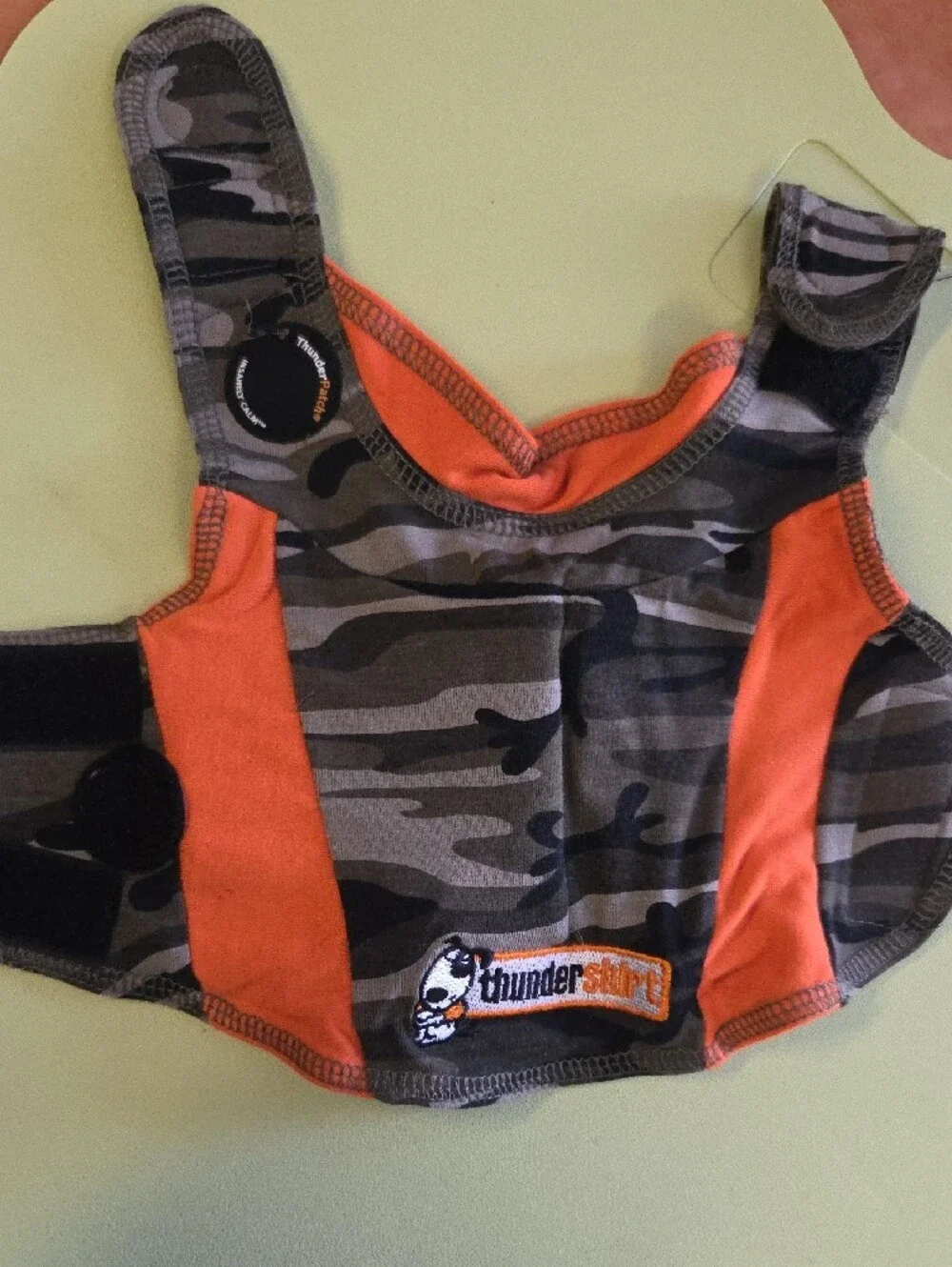 Thundershirt Dog Anxiety Wrap - Orange and Camo Polo For Up To 7lbs.